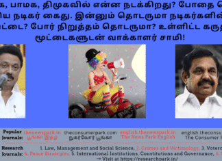 அதிமுக, பாமக, திமுகவில் என்ன நடக்கிறது? போதை பொருள் வாங்கிய நடிகர் கைது. இன்னும் தொடருமா நடிகர்களின் கைது வேட்டை? போர் நிறுத்தம் தொடருமா? உள்ளிட்ட கருத்து மூட்டைகளுடன் வாக்காளர் சாமி! Theme: Current Affairs, Image by “The News Park”
